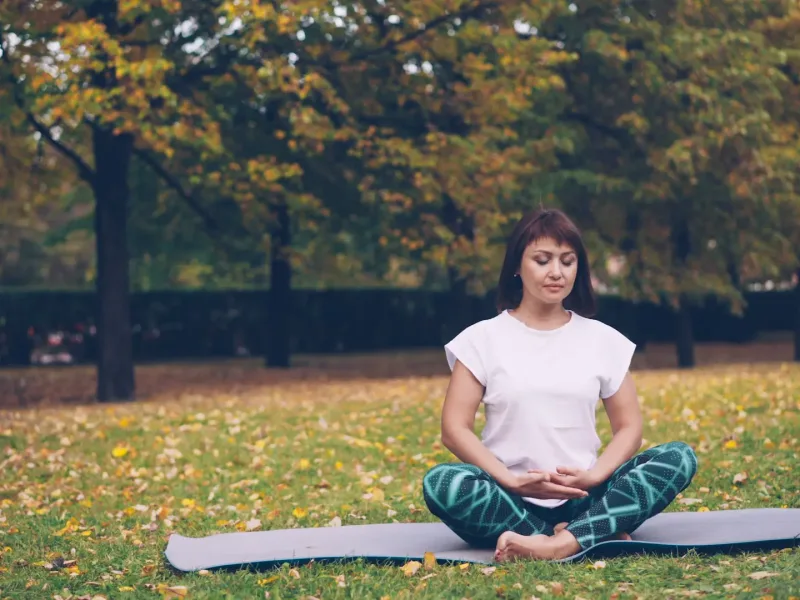 Woman sat on a bench